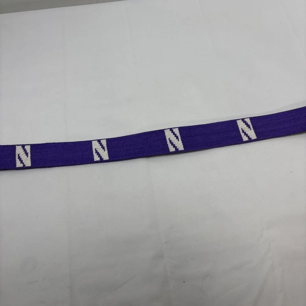 Smathers & Branson Mens 44 Northwestern Uni Needlepoint Belt Brass Buckle USA